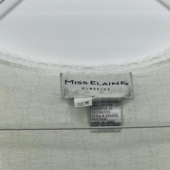 Miss Elaine Classics Nightgown Med Light Mint Knit Short Sleeve Lace Embroidered - Picture 3 of 14